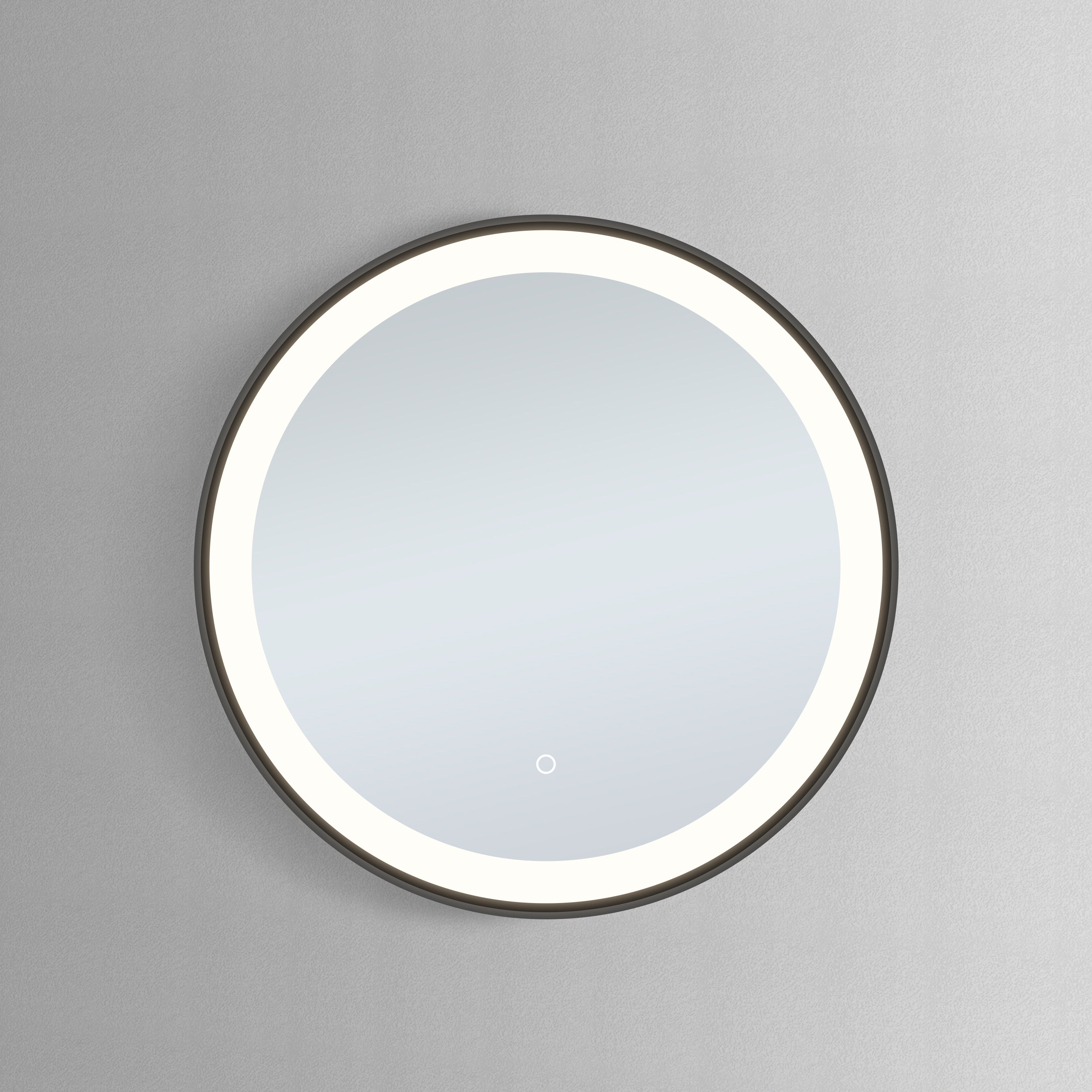 DAX Furore Round Bathroom LED Mirror Black Frame with Defogger