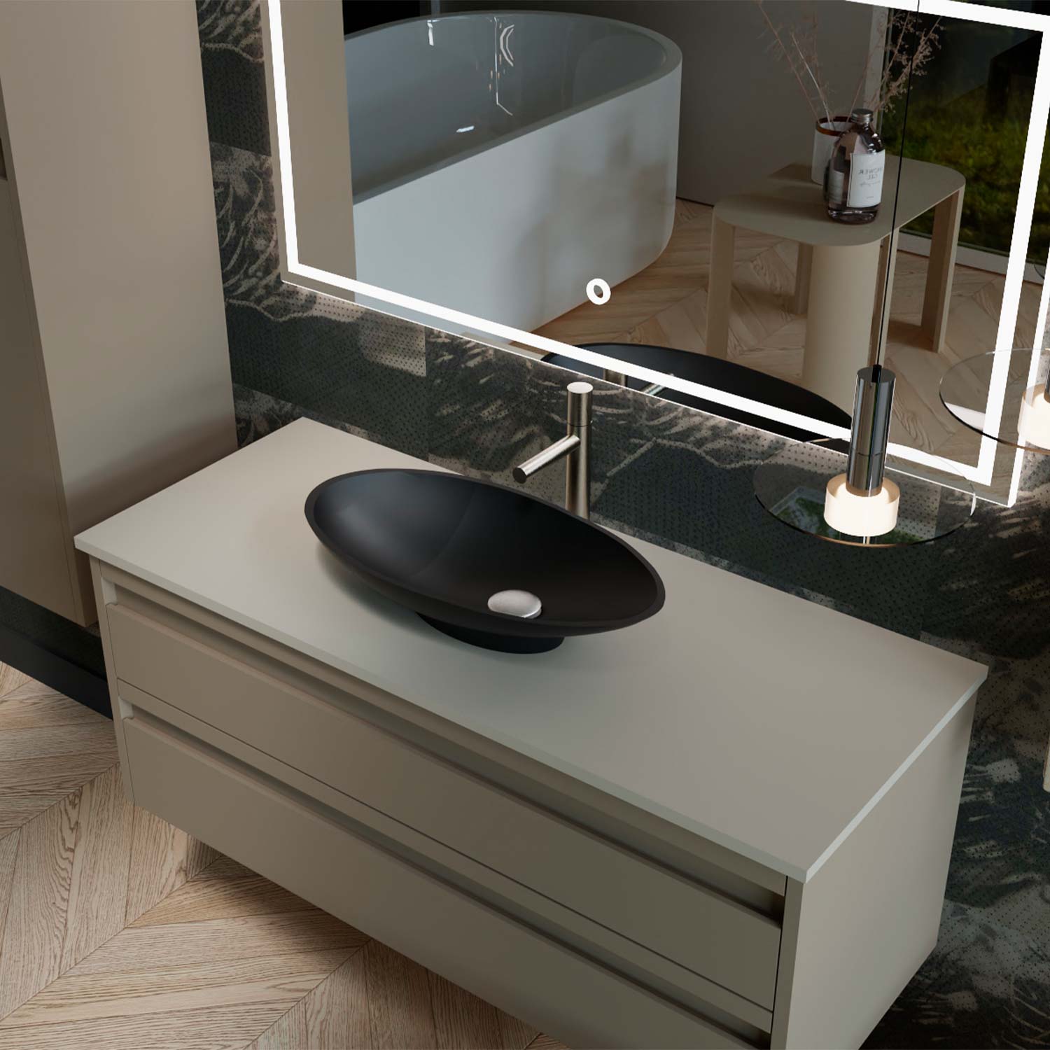 DAX Grace Solid Surface Oval Vessel Basin (20" x 10")