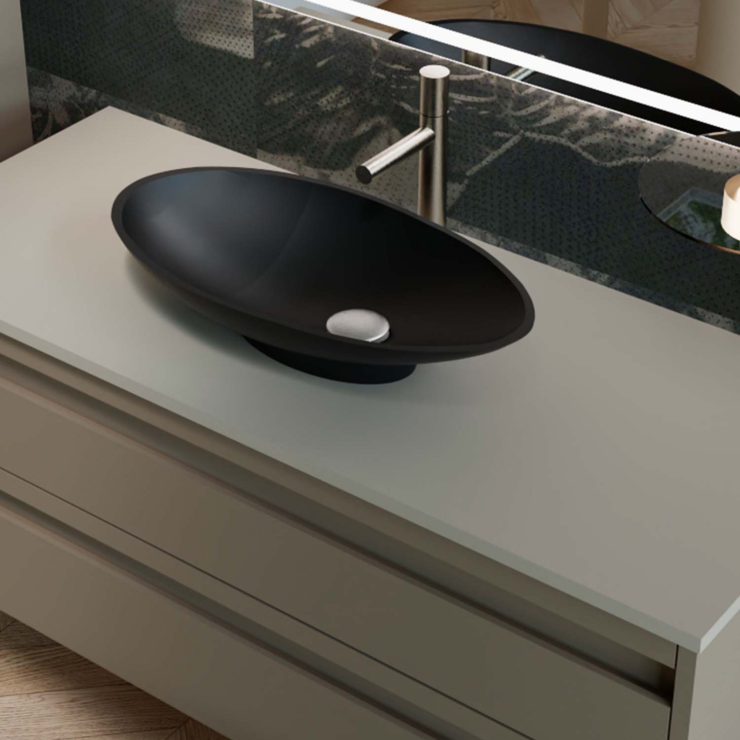 DAX Grace Solid Surface Oval Vessel Basin (20" x 10")