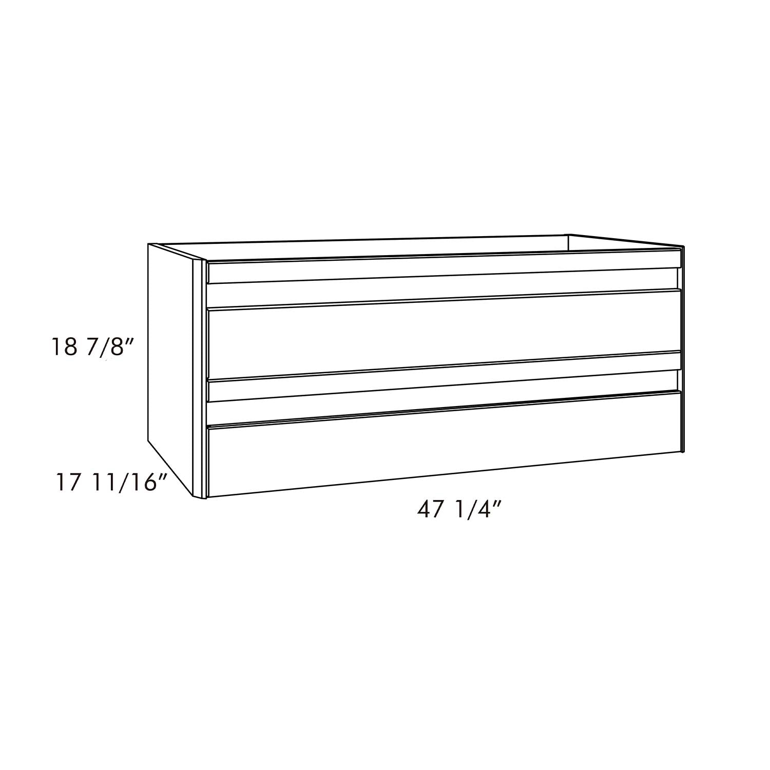 Line drawing of a rectangular object with dimensions labeled