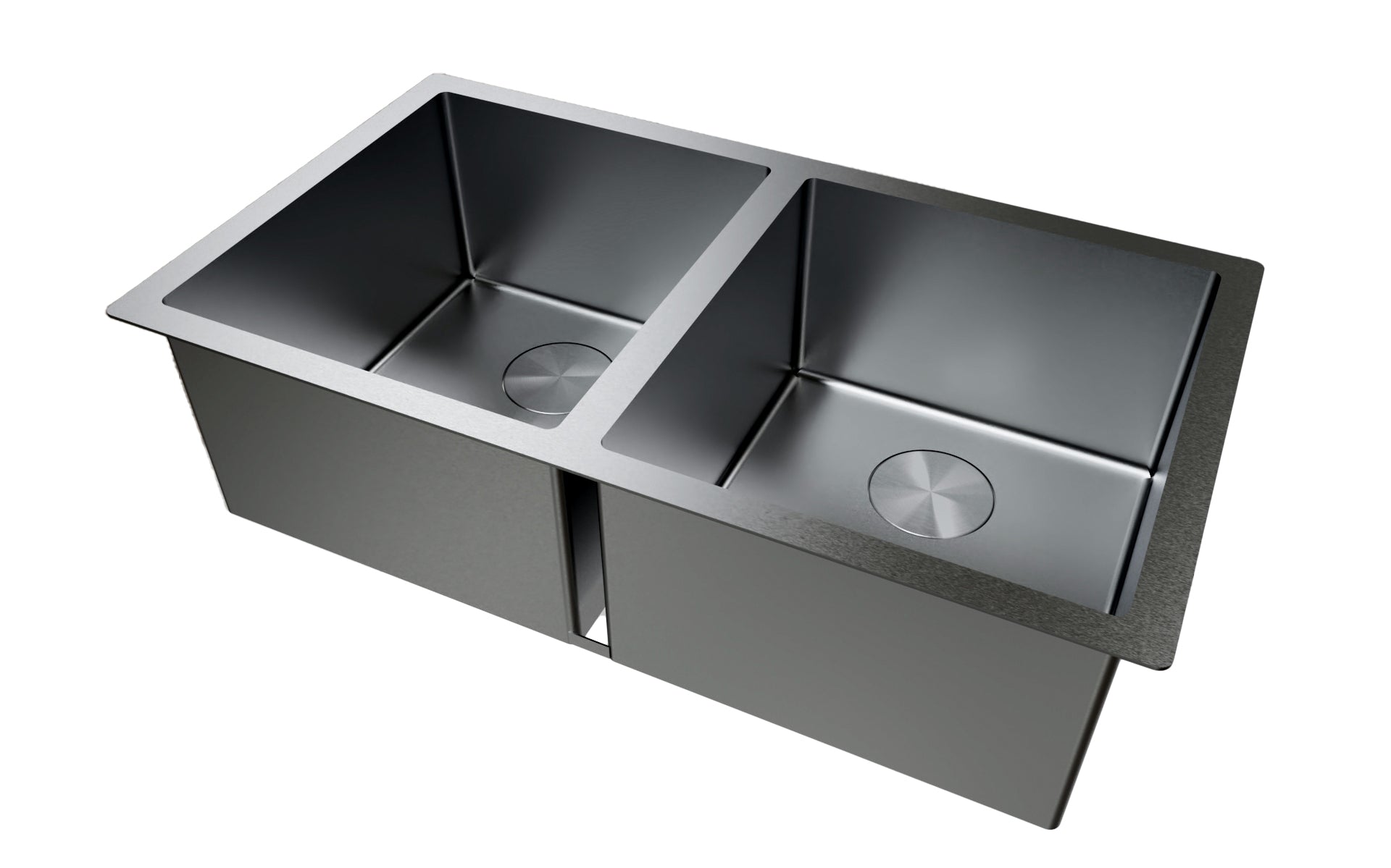 DAX Handmade Nanometre Double Bowl Undermount Kitchen Sink - Black Stainless Steel 304 - Accessories Included (DAX-NB3218-R10)