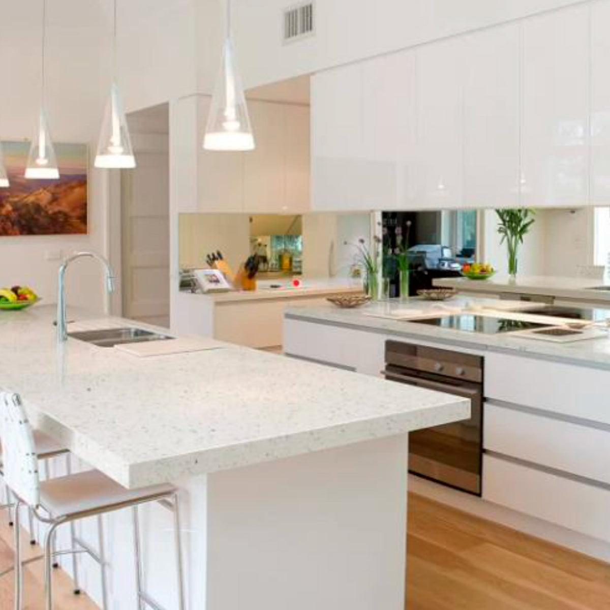 SPARKLING WHITE POLISHED QUARTZ 127inch x 65inch x 1/4inch