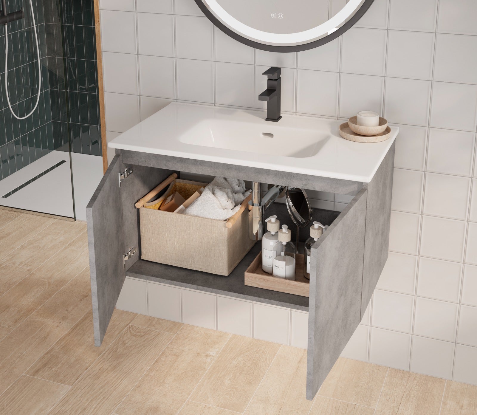 DAX Malibu Bathroom Vanity Cabinet with Ceramic Basin Included