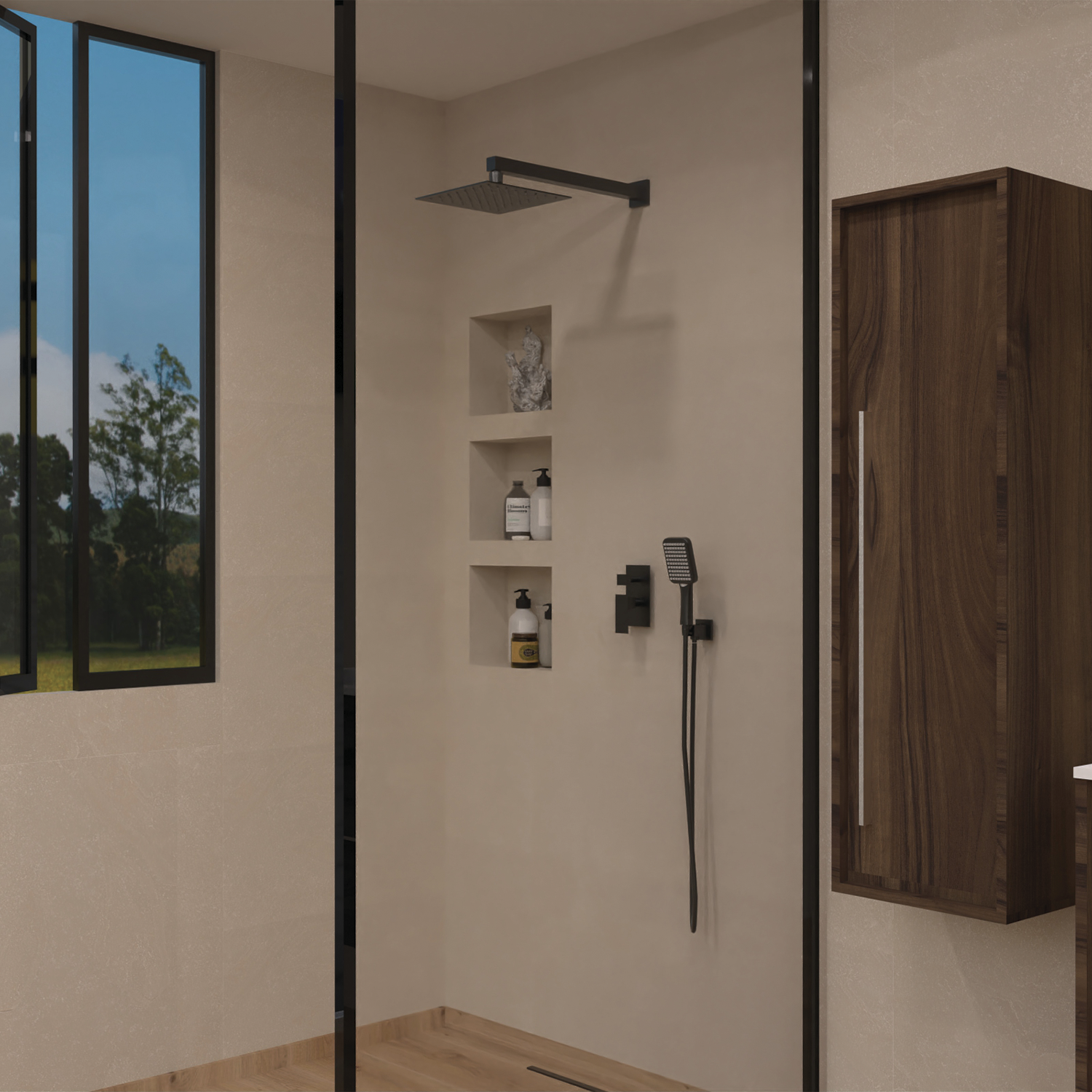 DAX Roma Square Shower System with Hand Shower