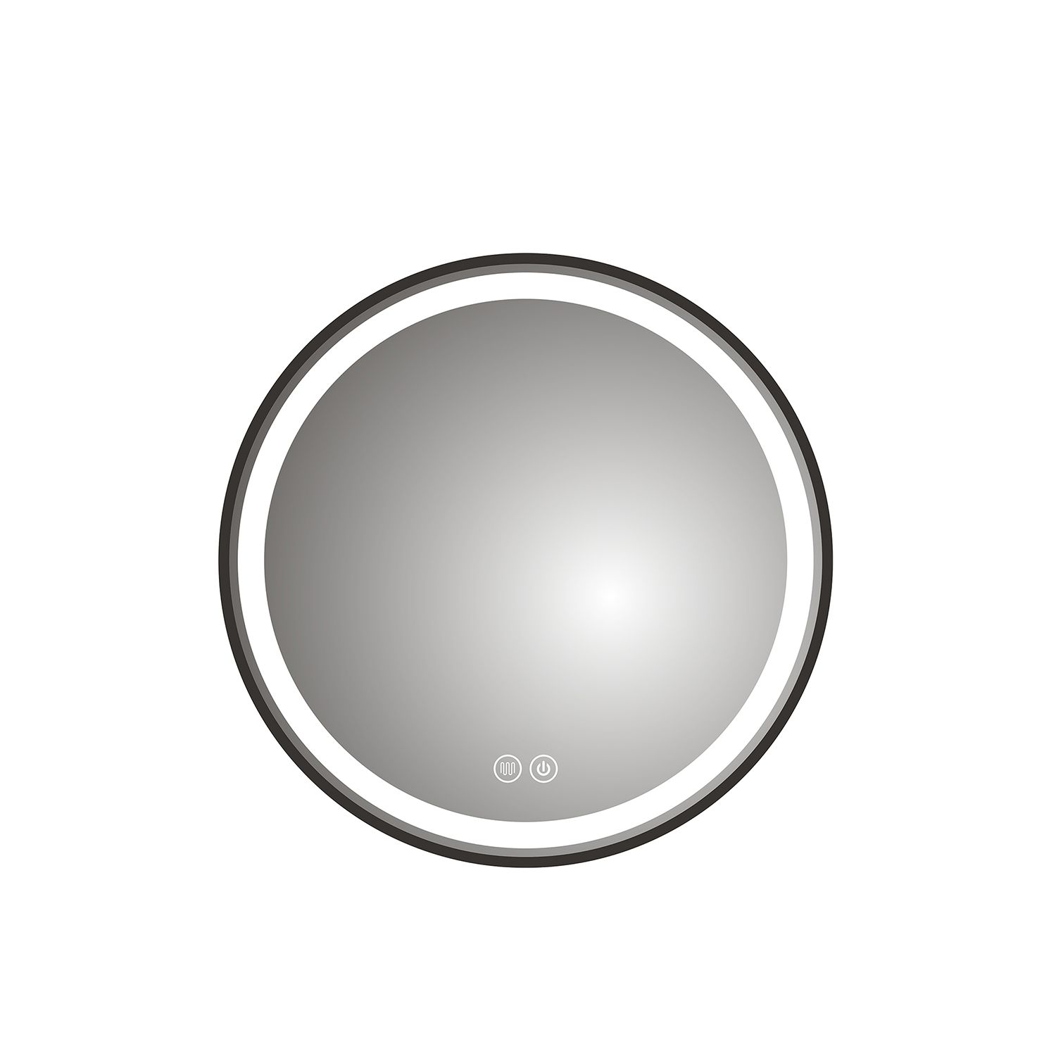 Round mirror with LED lighting on a white background