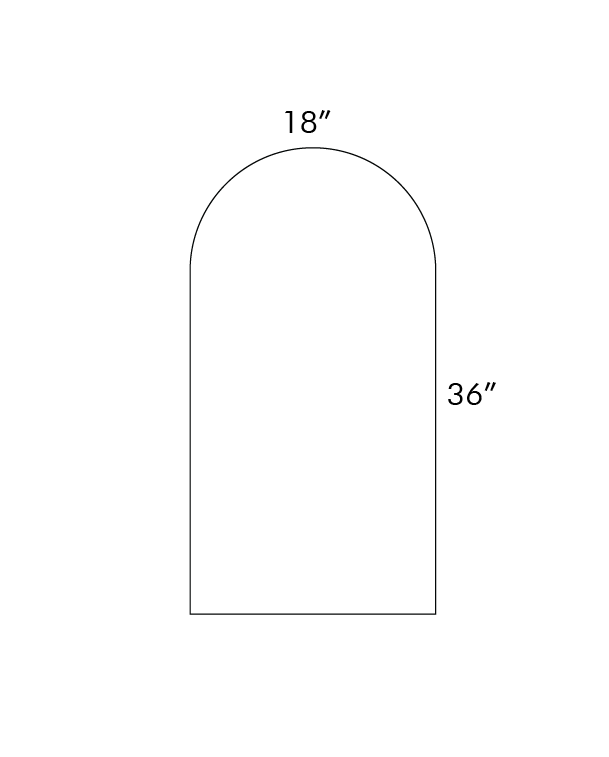 Architectural drawing of a door with dimensions labeled as 18 inches and 36 inches.