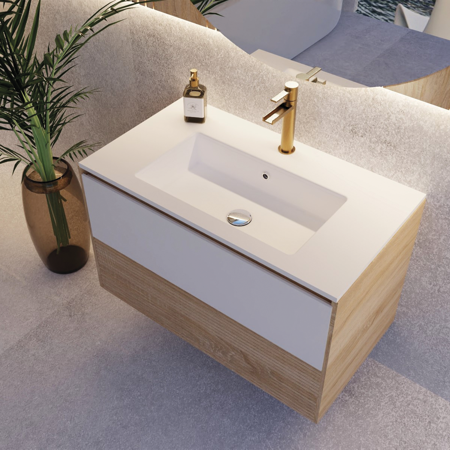 DAX Code Bathroom Vanity Cabinet with Basin Included