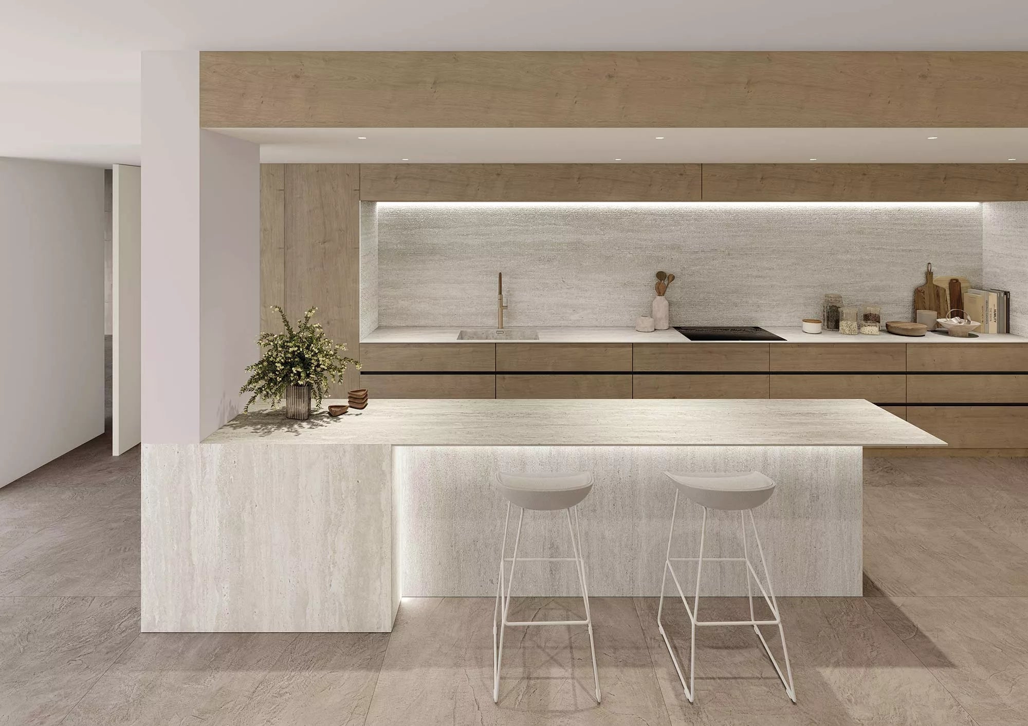 APAVISA Slab 6 mm Travertino Navona Rigato - 48" x 110 - (36.66 Sqft per Slab)