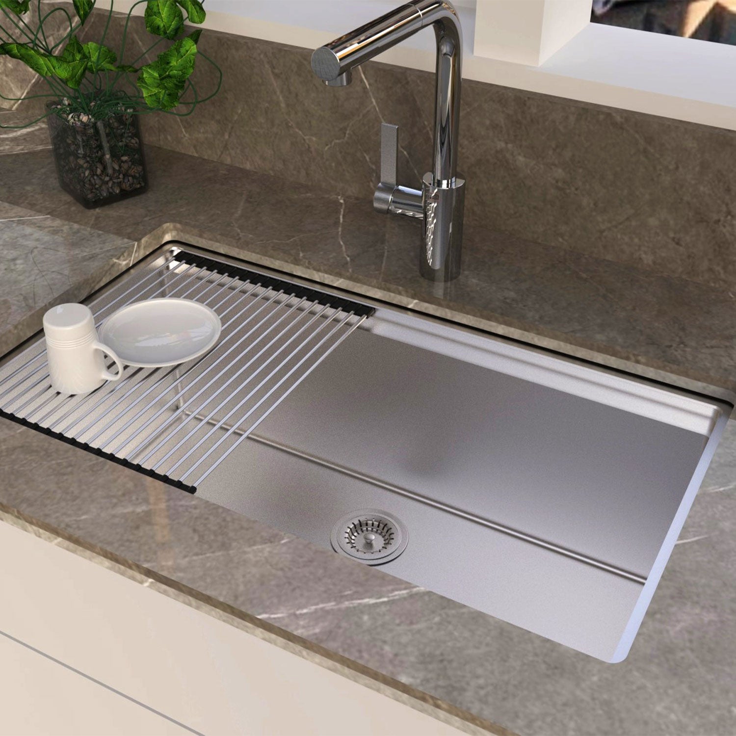 DAX Workstation Single Bowl Double Level Sink 32 x 18 - R10 - 18G. Accessories Included (DX-WS23219-R10)