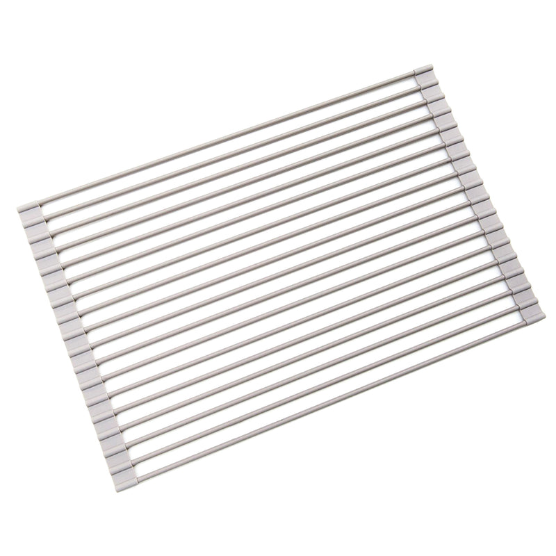 Escurridor de platos DAX, enrollable sobre el fregadero, multiusos, acabado gris, 20-1/2 x 12-1/2 pulgadas (DAX-DDR58120)