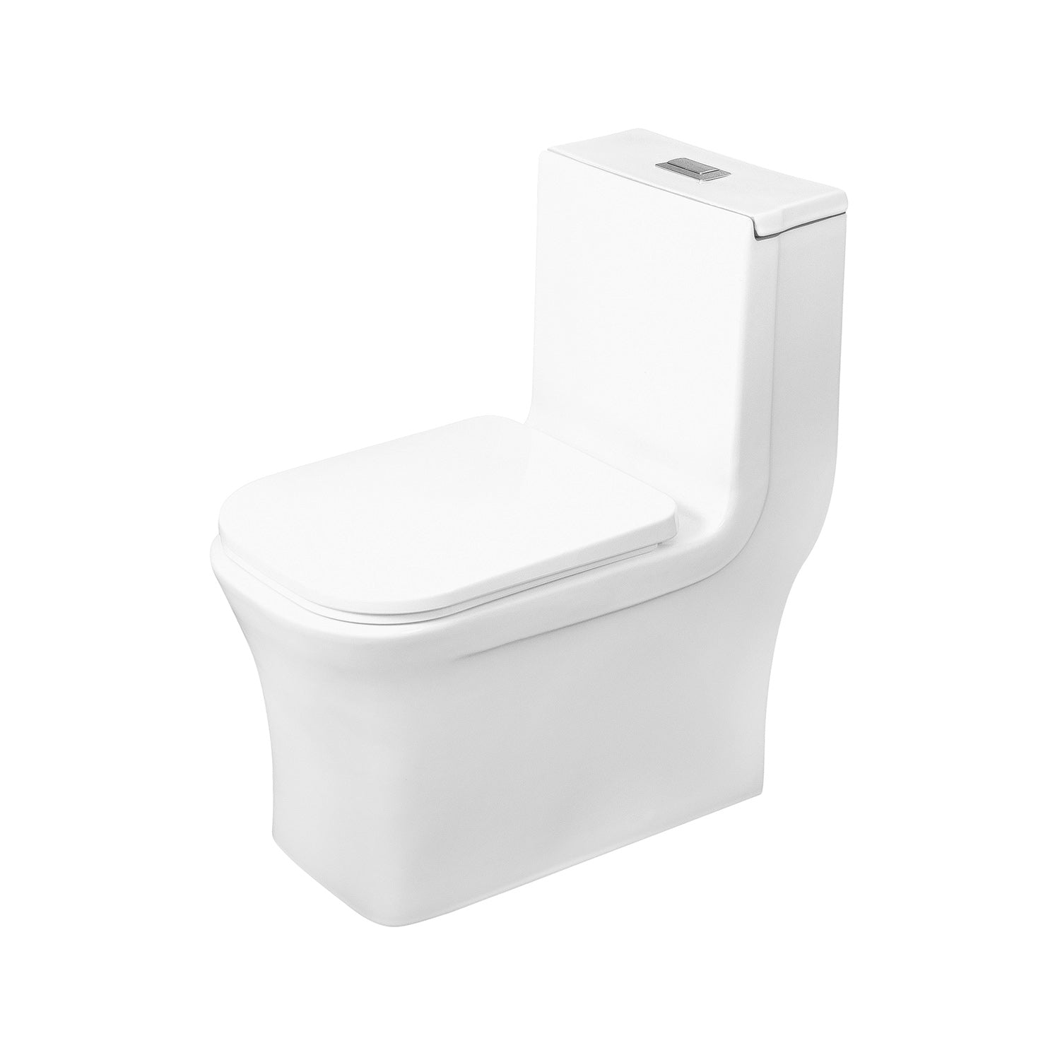 DAX One Piece Square Toilet with Soft Closing Seat and Dual Flush High-Efficiency, Porcelain, White Finish, Height 28-3/4 Inches (BSN-835)