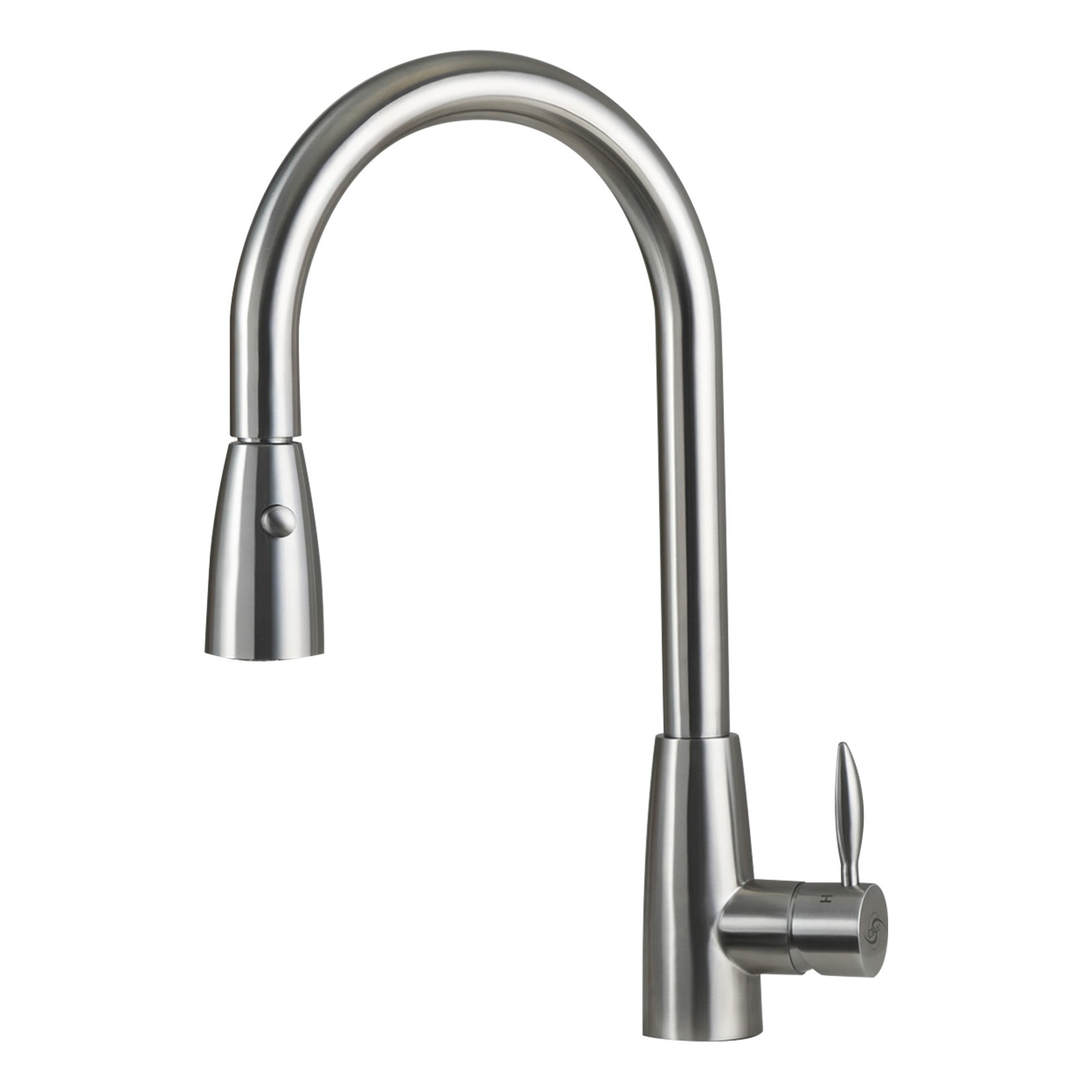 DAX Single Handle Pull Down Kitchen Faucet with Dual Sprayer, Stainless Steel Shower Head, Brushed Finish, Size 8-11/16 x 17-1/8 Inches (DAX-002-02B)