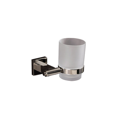 DAX Bathroom Single Tumbler Toothbrush Holder, Wall Mount Stainless Steel with Glass Cup, Satin Finish, 3-3/4 x 3-3/4 x 4-1/2 Inches (DAX-G0106-S)
