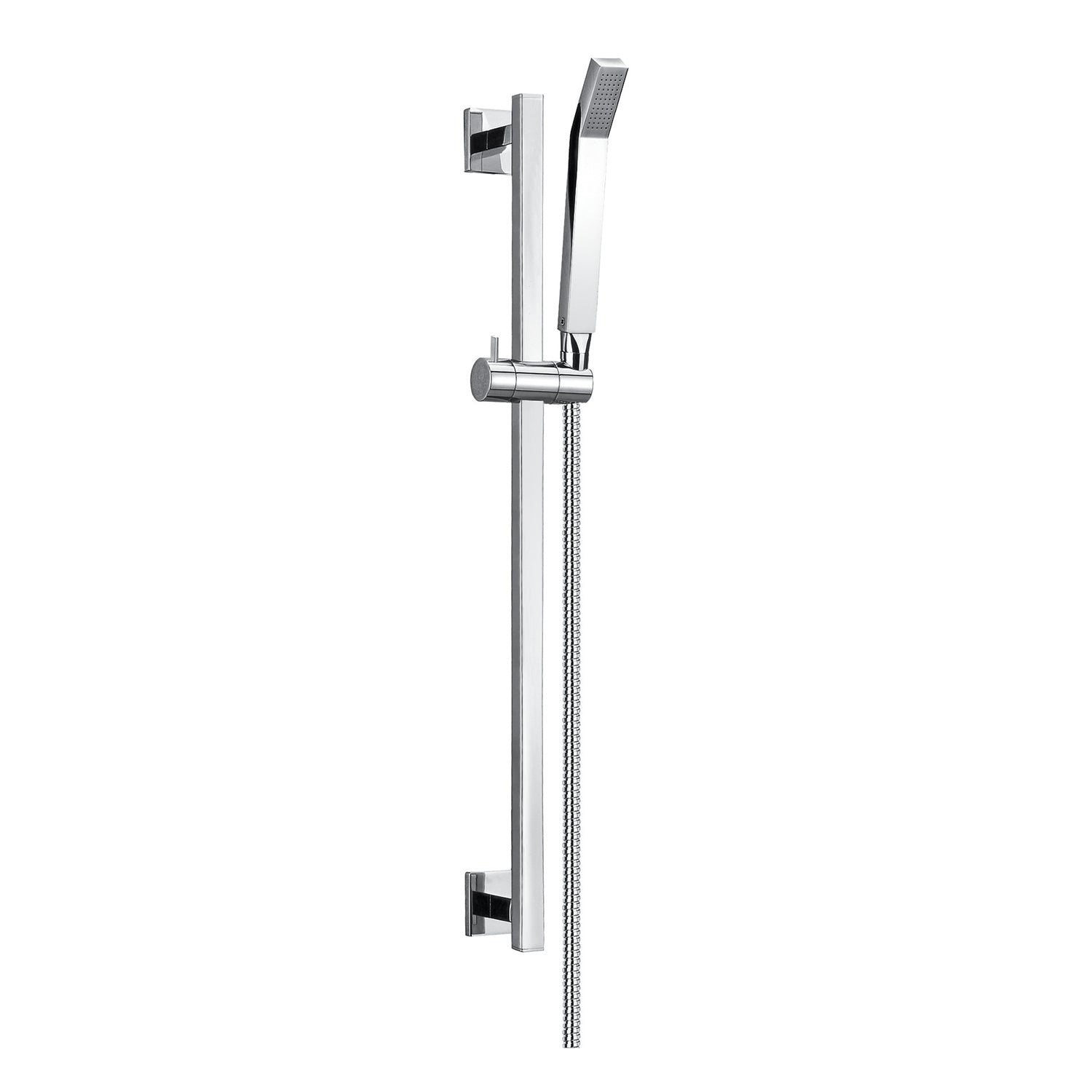 DAX Hand Shower Head with Square Adjustable Slide Bar, Stainless Steel Body, Chrome Finish, 23-5/8 x 2-3/8 Inches (DAX-9523)