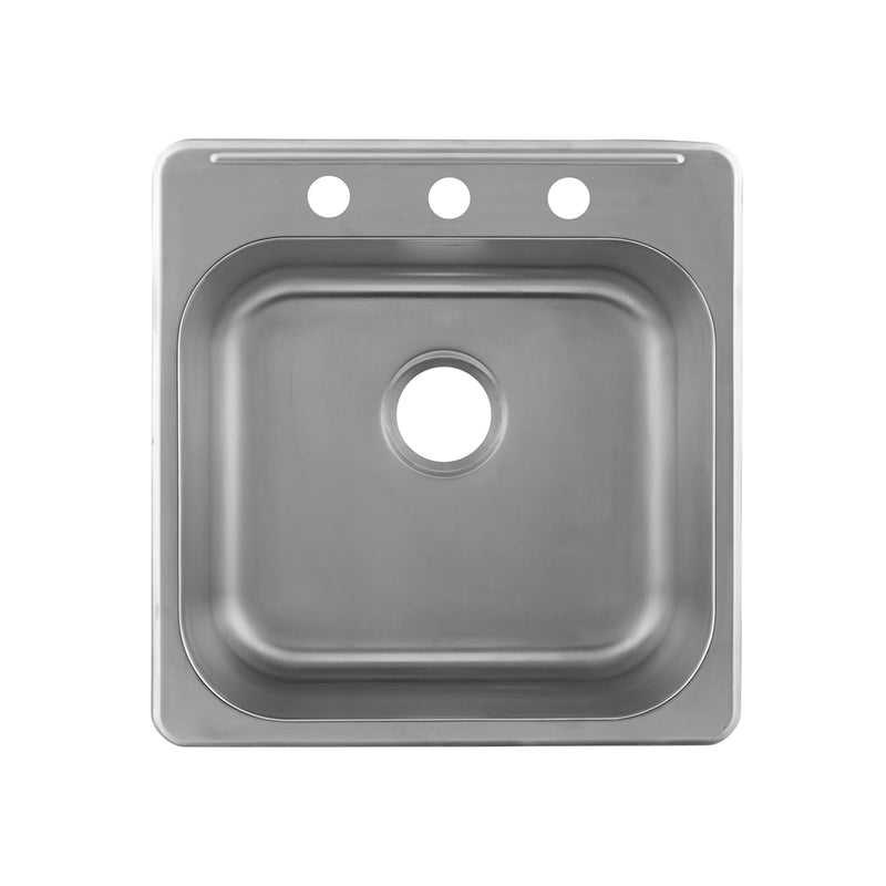 DAX  Single Bowl Top Mount Kitchen Sink, 20 Gauge Stainless Steel, Brushed Finish , 20 x 20-1/2 x 7 Inches (DAX-OM-2020)