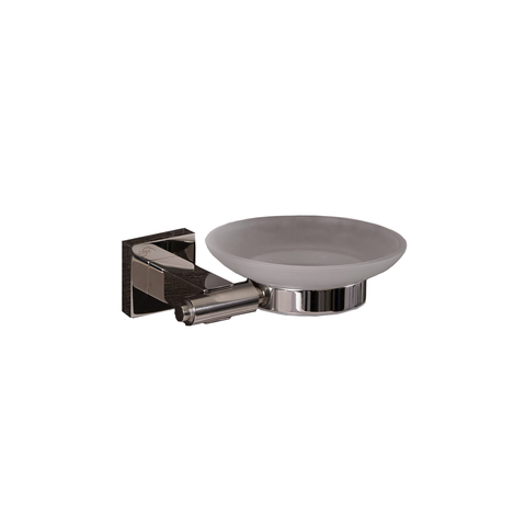 DAX Stainless Steel Soap Dish, Wall Mount with Glass Tray, Satin Finish, 5-7/16 x 1-7/8 x 4-3/4 Inches (DAX-G0105-S)