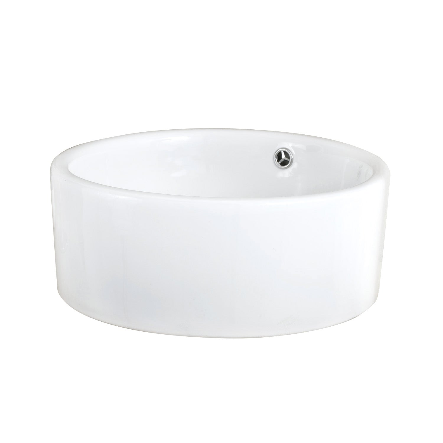 Lavabo redondo de cerámica para baño de un solo tazón DAX, acabado blanco, 16-1/2 x 4-1/2 pulgadas (BSN-218)