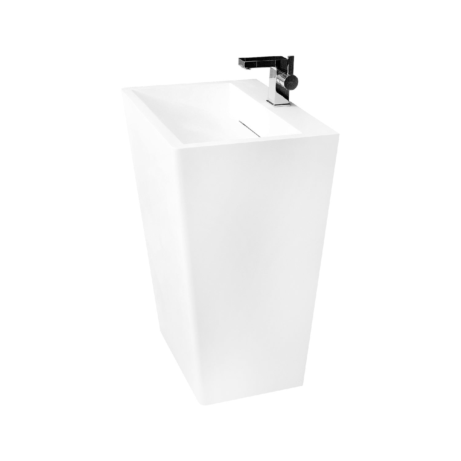 DAX Solid Surface Rectangle Pedestal Freestanding Bathroom Sink, White