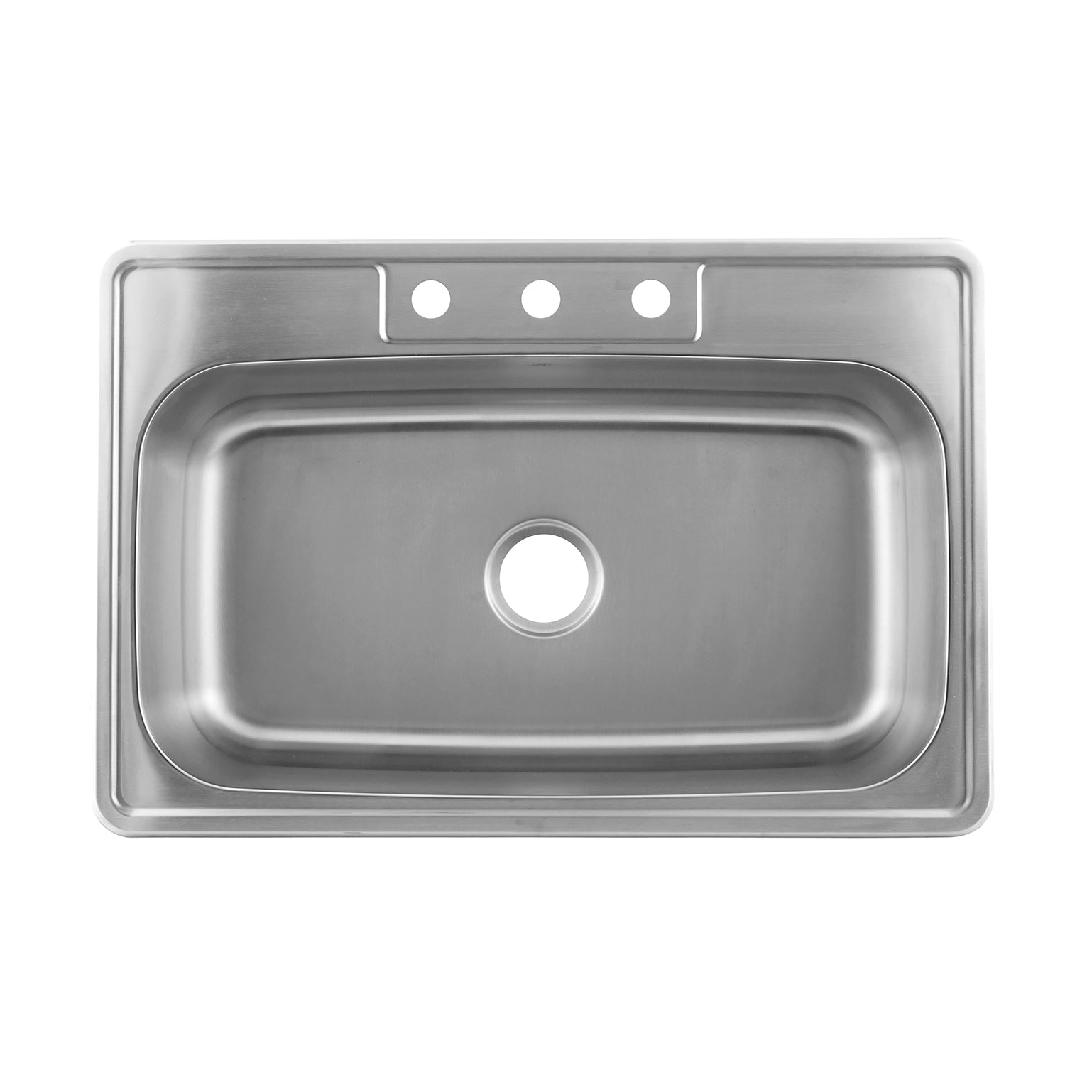 DAX  Single Bowl Top Mount Kitchen Sink, 20 Gauge Stainless Steel, Brushed Finish , 33 x 22 x 8-5/8 Inches (DAX-OM-3323)