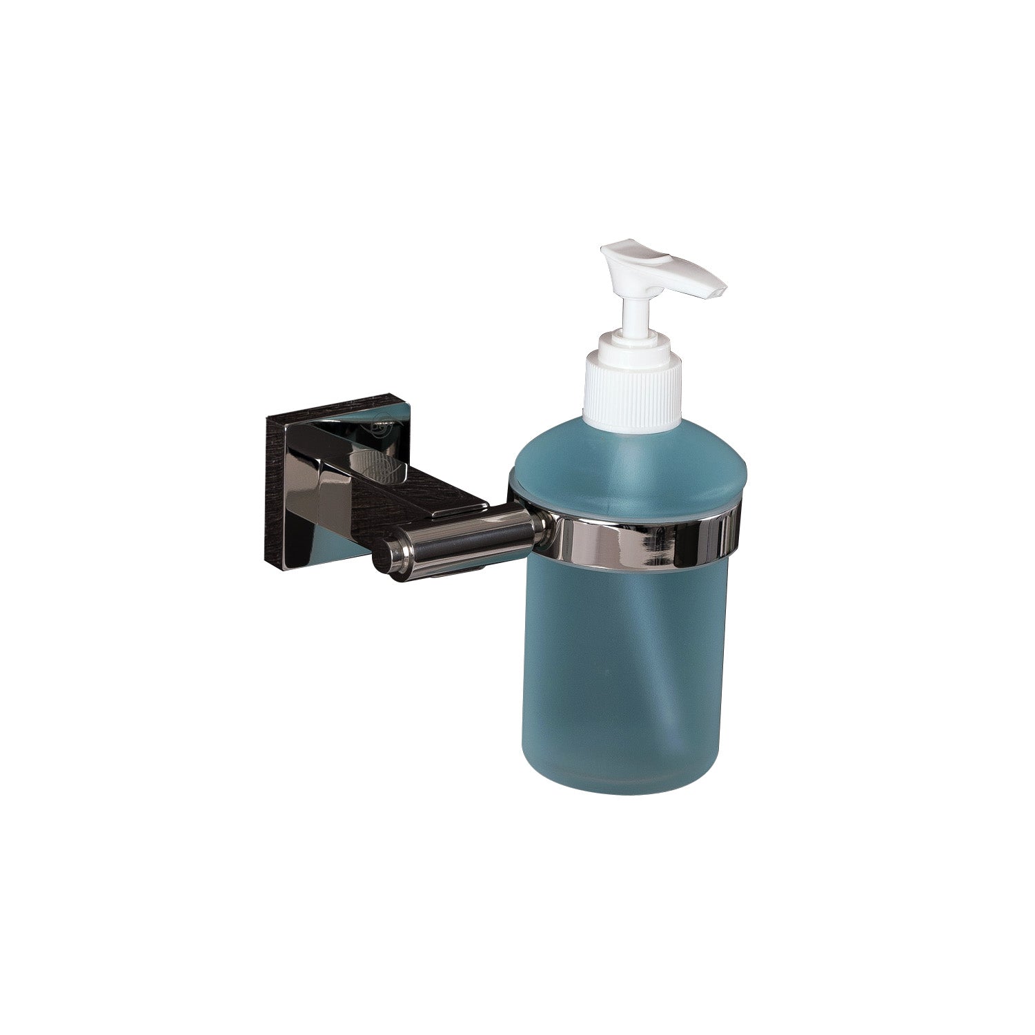 DAX Stainless Steel Soap Dispenser with Glass Bottle, Wall Mount, Satin Finish, 6-1/2 x 4-1/2 x 3-3/4 Inches (DAX-G0113-S)