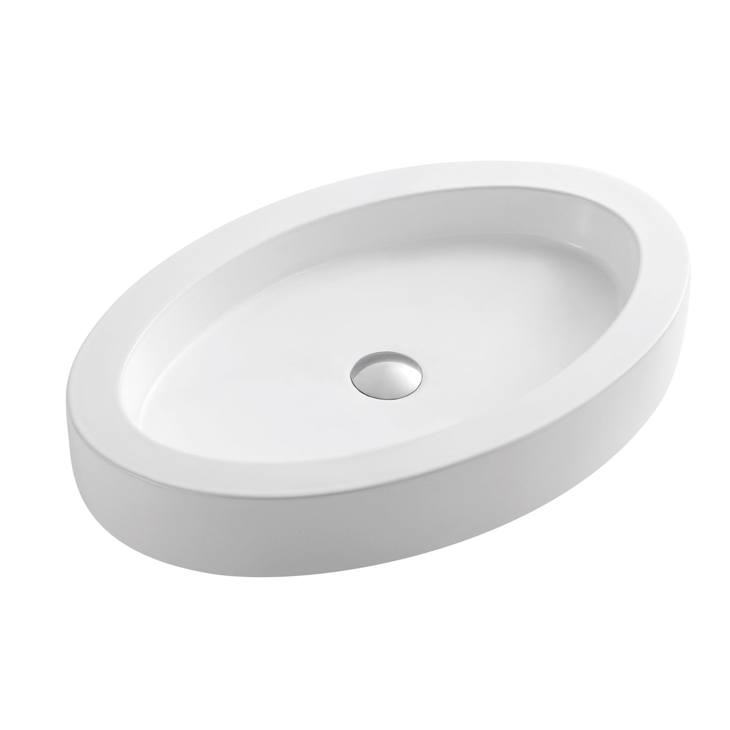 DAX Ceramic Oval Single Bowl Bathroom Vessel Sink, White Finish, 25 x 3-15/16 x 16-5/16 Inches (BSN-CL1219)