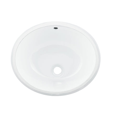 DAX Lavabo de baño bajo encimera ovalado de cerámica, acabado blanco, 18-1/16 x 15-13/16 x 8-3/16 pulgadas (BSN-100)