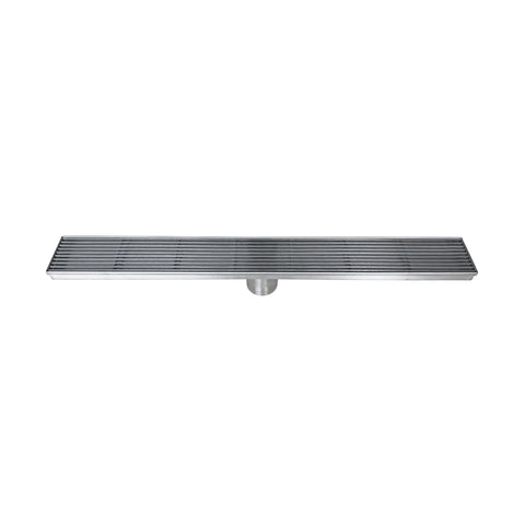 Drenaje de piso de ducha rectangular DAX, cuerpo de acero inoxidable, acabado de acero inoxidable cepillado, 24 x 3-3/8 pulgadas (DR24-H01) 