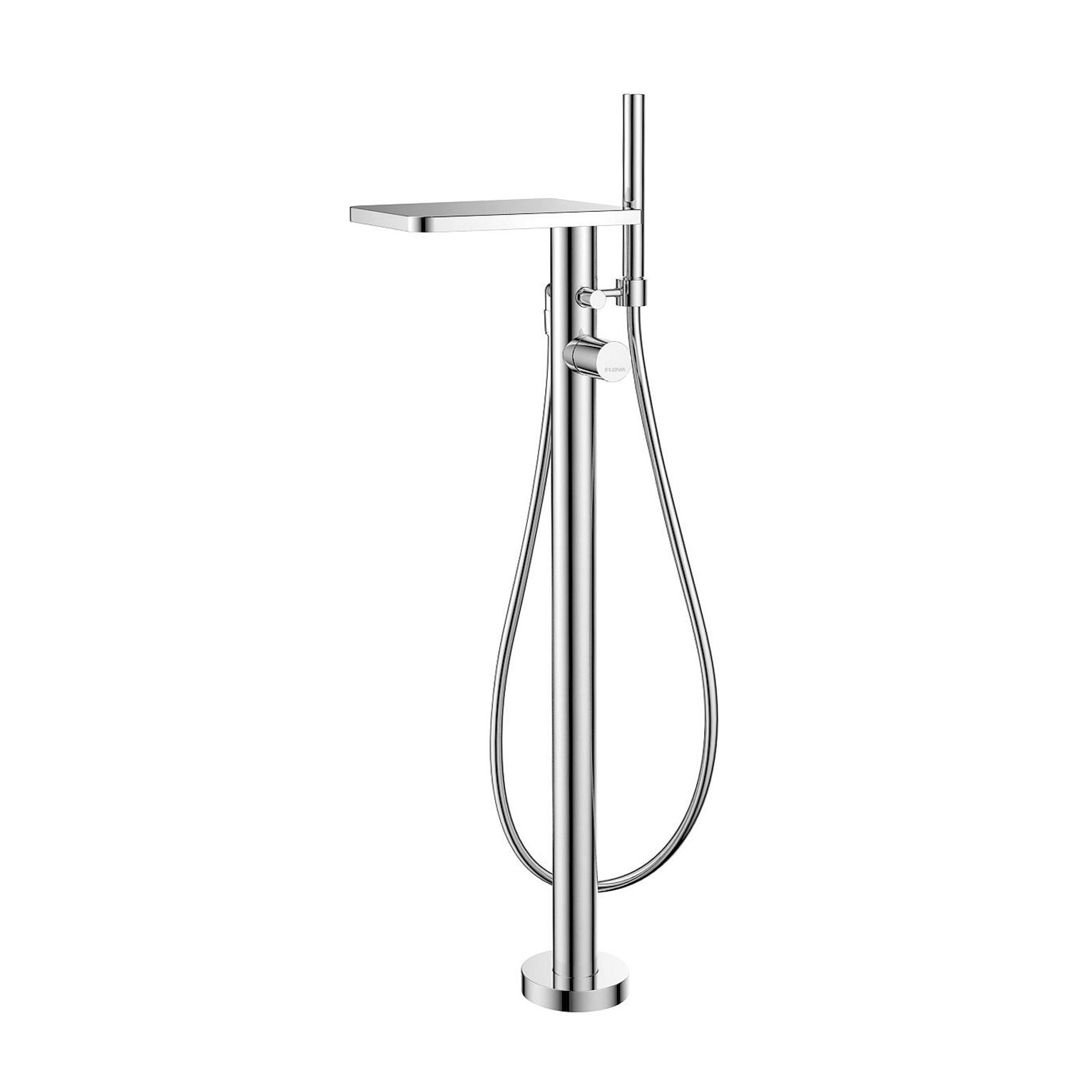DAX Freestanding Hot Tub Filler with Hand Shower and Waterfall Spout, Brass Body, Chrome Finish, 7-7/8 x 36-1/8 Inches (DAX-8180)
