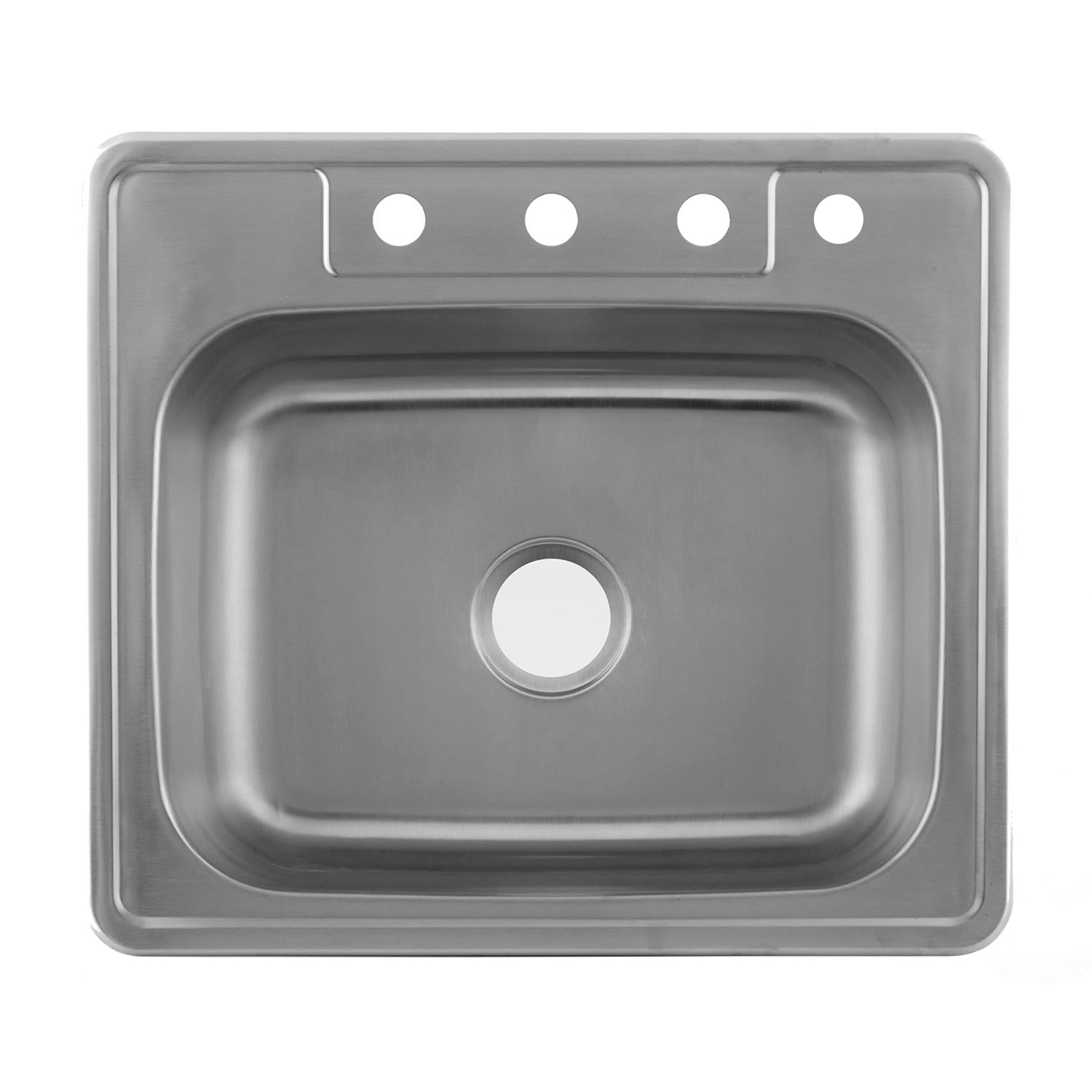 DAX  Single Bowl Top Mount Kitchen Sink, 20 Gauge Stainless Steel, Brushed Finish , 25 x 22 x 8 Inches (DAX-OM-2522)
