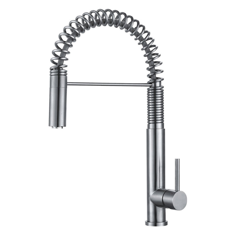 DAX Single Handle Pull Down Kitchen Faucet, Stainless Steel Shower Head and Body, Brushed Finish, Size 10-1/4 x 19-3/4 Inches (DAX-2141)
