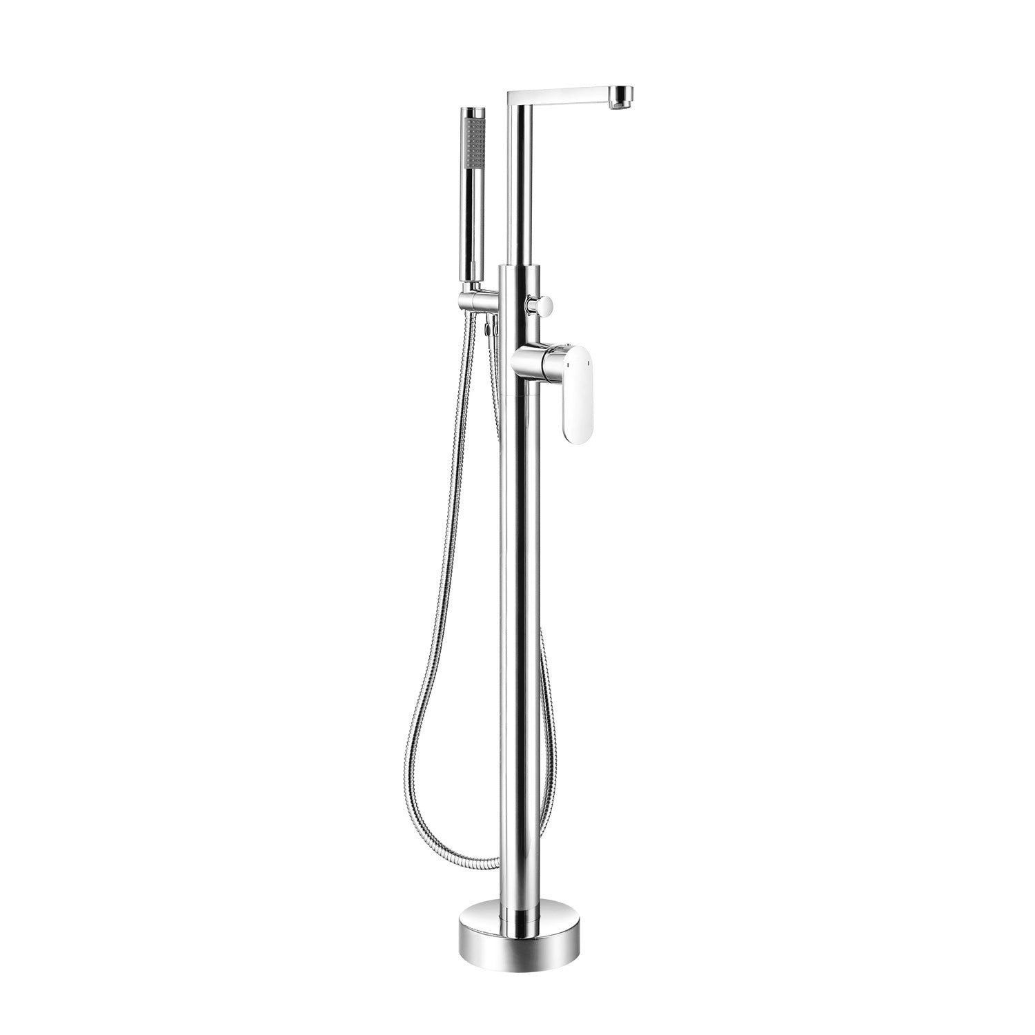DAX Freestanding Hot Tub Filler with Hand Shower and Square Spout, Stainless Steel Body, Chrome Finish, 40-1/2 x 8-1/2 Inches (DAX-808-CR)