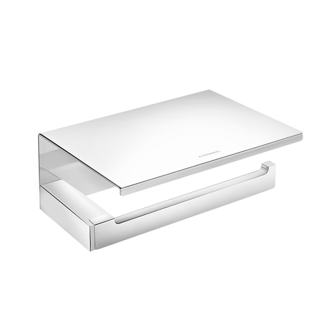 COSMIC Bathlife Soporte de papel higiénico con estante para móvil, cuerpo de latón, acabado cromado, 6-5/16 x 2-3/8 x 4-3/4 pulgadas (2290156) 