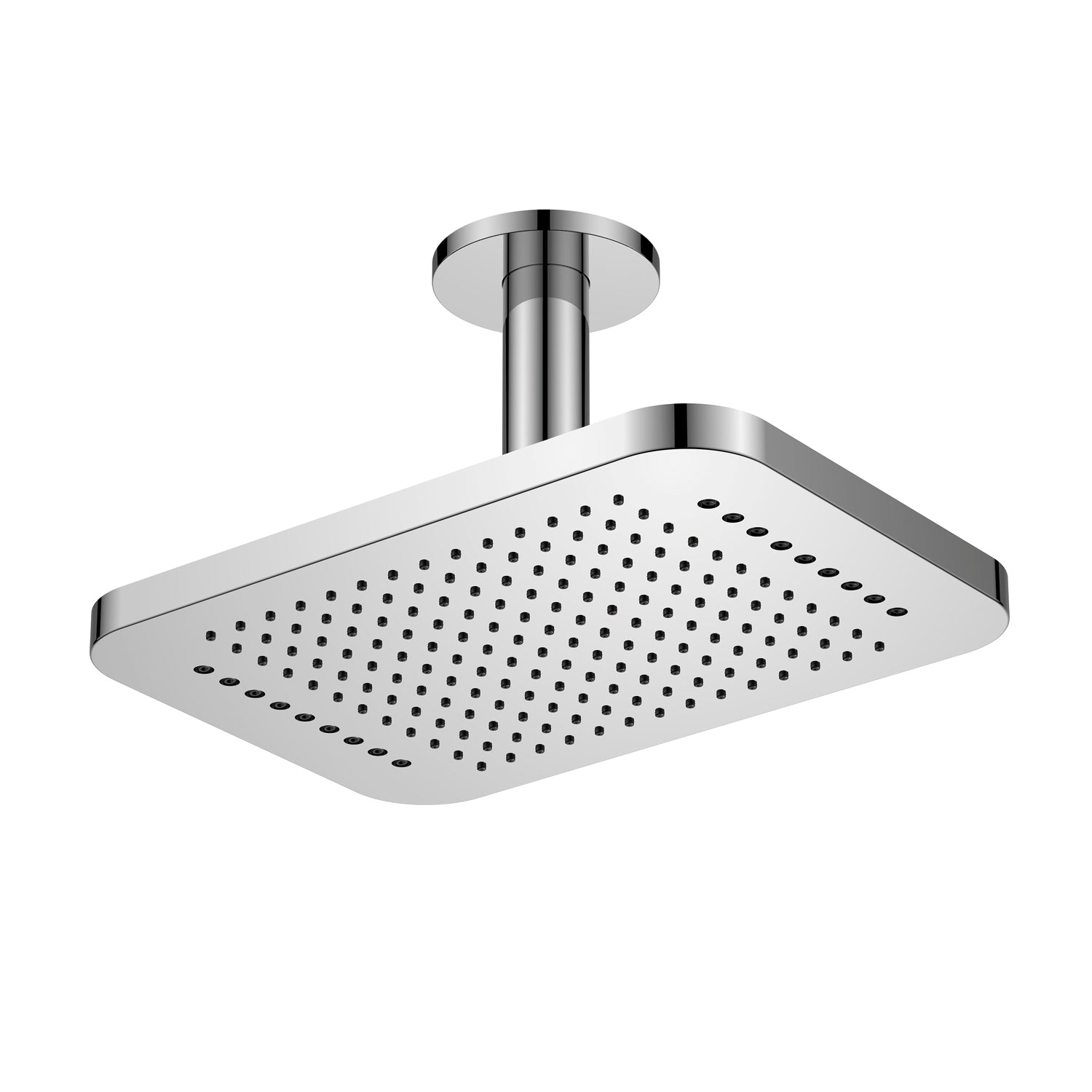 DAX Ceiling Mounted Square Rain Shower Head with Shower Arm, Chrome Finish, 12-1/4 x 8-9/16 Inches (DAX-B16-CR)