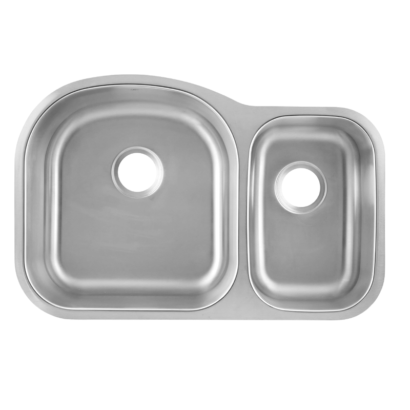 Fregadero de cocina DAX 70/30 de doble cuenco, acero inoxidable de calibre 18, acabado cepillado, 31-1/2 x 20-1/2 x 9 pulgadas (DAX-3121L) 