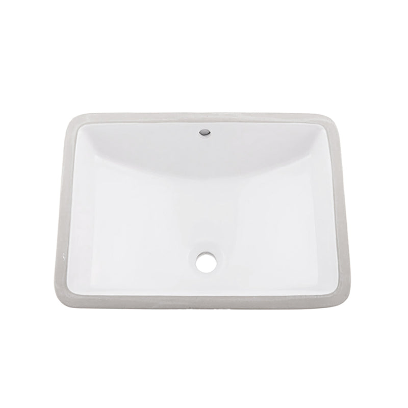 DAX Ceramic Square Single Bowl Undermount Bathroom Sink, White Finish,