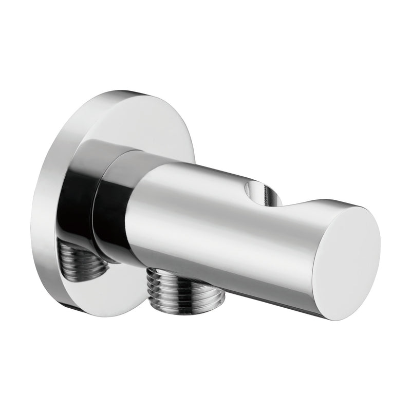 Soporte de ducha redondo de latón Dax con conector de manguera acabado cromado (DAX-042-CR)