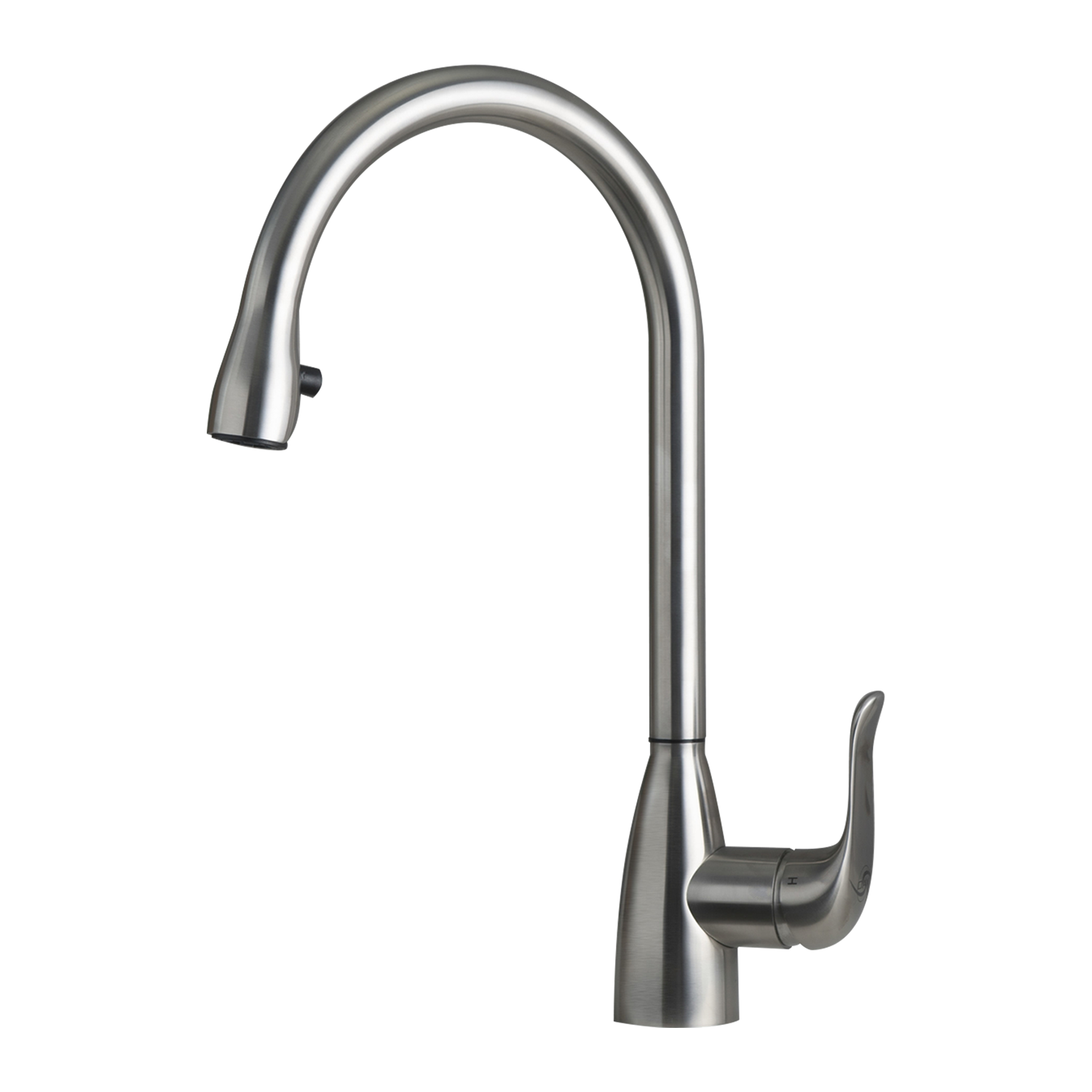 DAX Single Handle Pull Down Kitchen Faucet with Hidden Shower Head, Stainless Steel Body, Brushed Finish, Size 8-3/4 x 16-5/16 Inches (DAX-C17S)