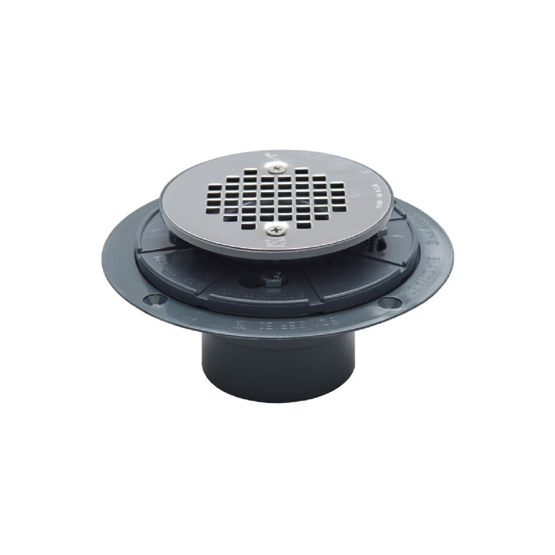 Drenaje de piso de ducha DAX, perfil bajo, cuerpo de PVC, acabado de acero inoxidable cepillado 6-5/8 pulgadas (821-T200P)