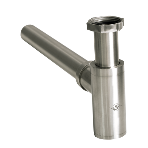 DAX Sink P Trap, Waste Drain Pipe, Wall Mount, Stainless Steel, Brushed Finish (DAX-010-01-BN)
