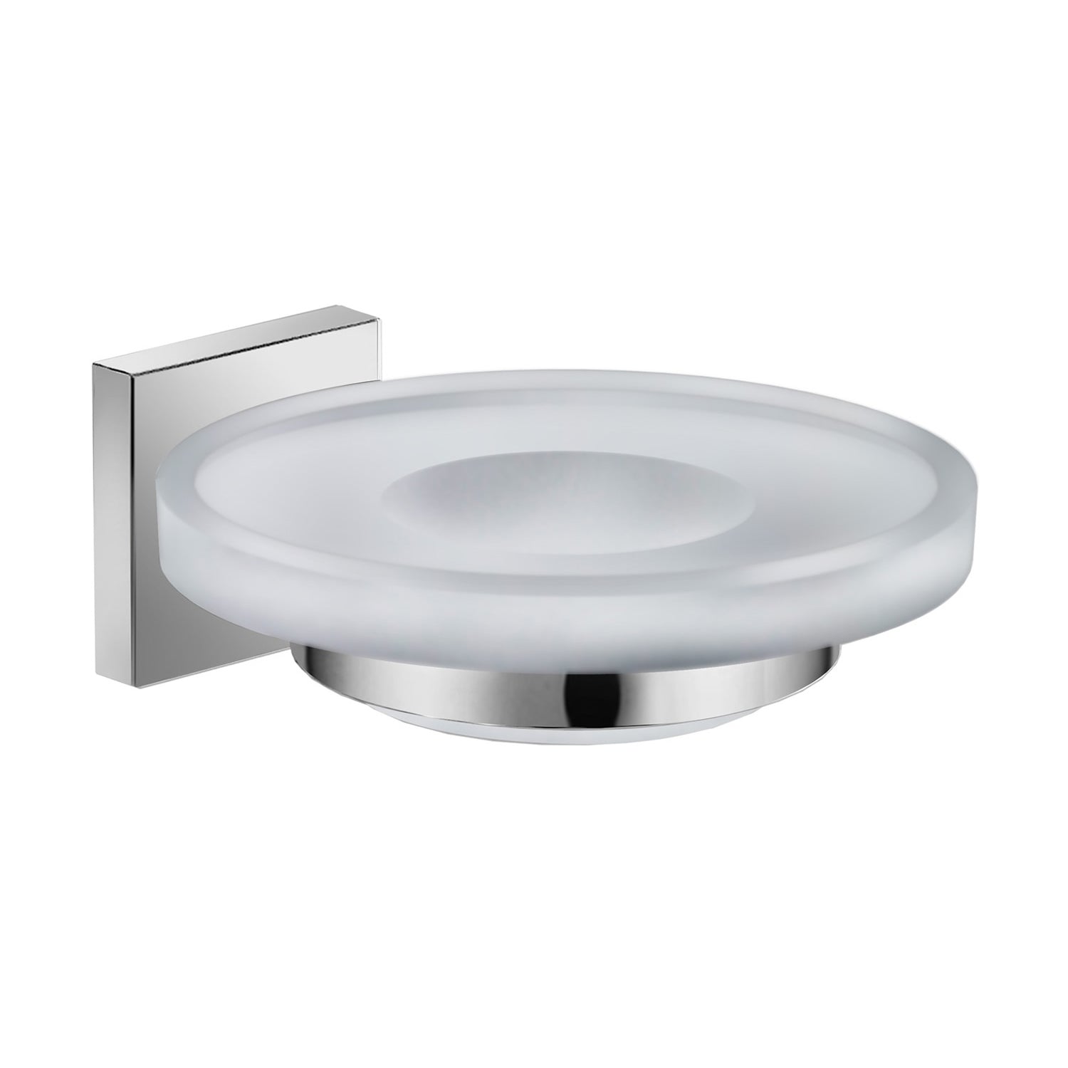 DAX Milano Soap Dish, Tray, Wall Mount, Clear Glass, Brushed Finish, 4-5/16 x 5 x 1-3/4 Inches (DAX-GDC160132-BN)