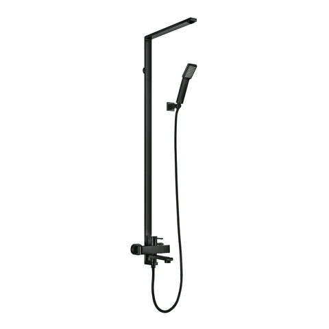 DAX Shower System, Faucet Set, with Shower Tub Trim and Hand Shower, Wall Mount, Brass Body, Black Finish (DAX-8166C-PB)