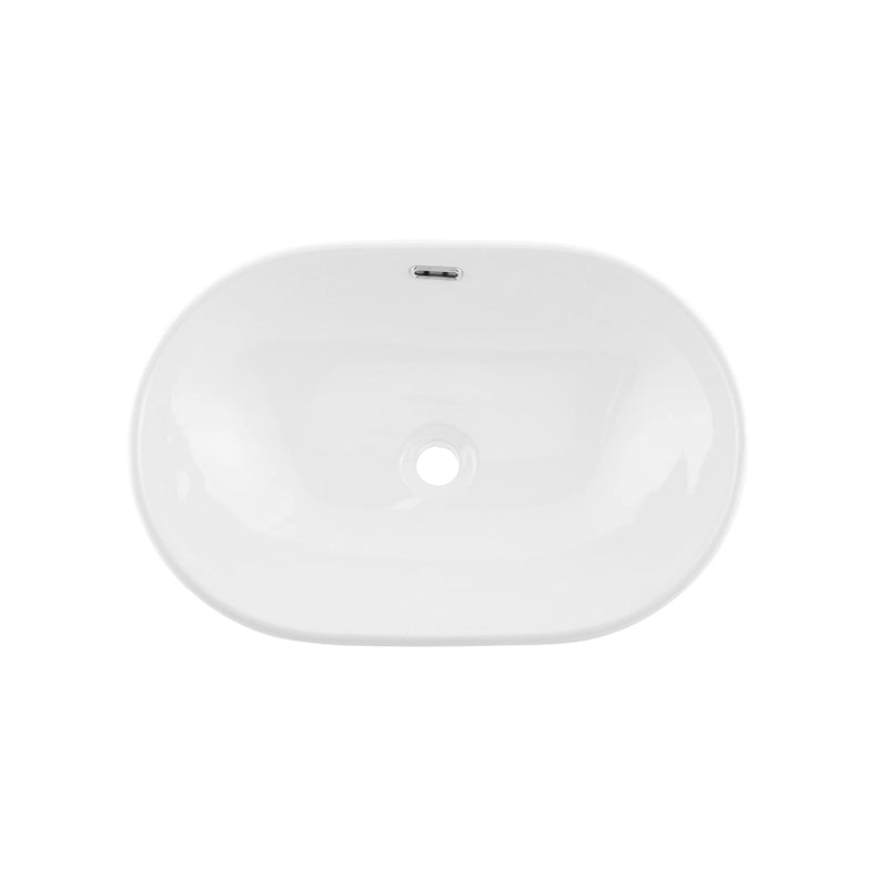 DAX Ceramic Oval Single Bowl Bathroom Vessel Sink, White Finish,  23 x 15-1/2 x 7 Inches (BSN-243C)