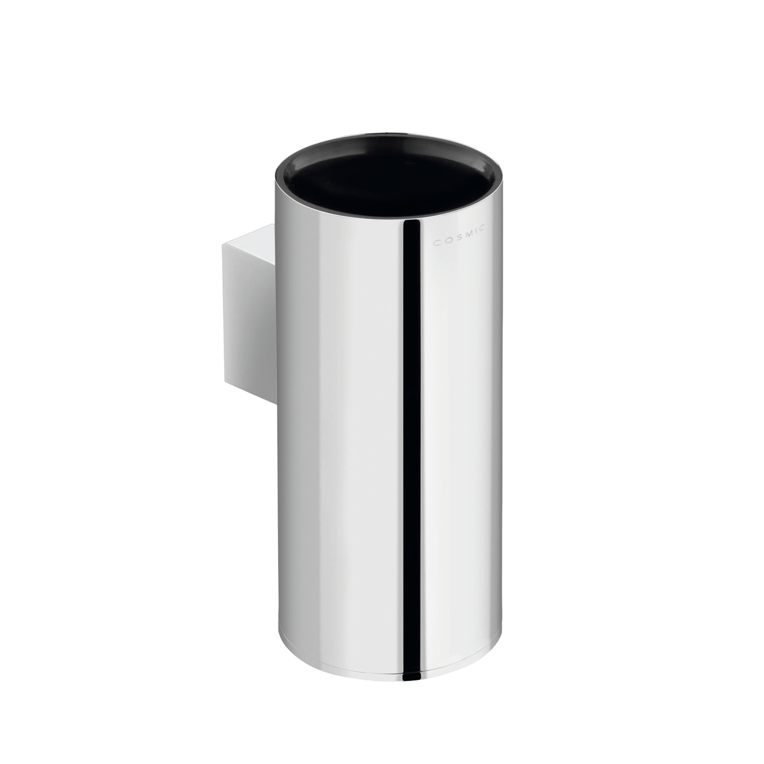 COSMIC Project Bathroom Single Tumbler Toothbrush Holder, Wall Mount, Plastic Cup, Chrome Finish, 2-3/8 x 5-1/2 x 3-9/16 Inches (2510154)