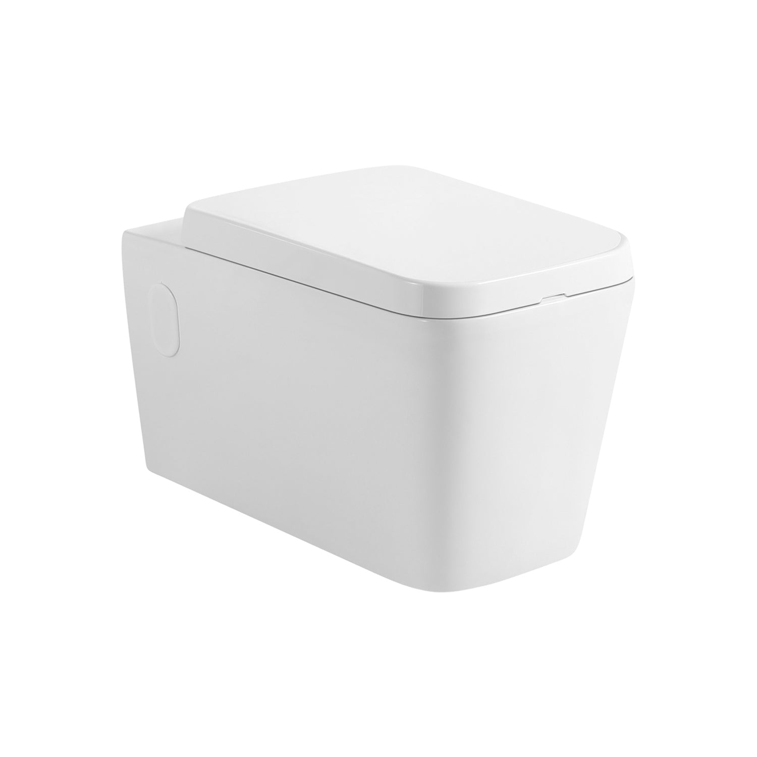 DAX One Piece Modern Square Toilet, Wall Mount with Soft Closing Seat and  Dual Flush High-Efficiency, Ceramic, White Finish, Height 13 Inches 