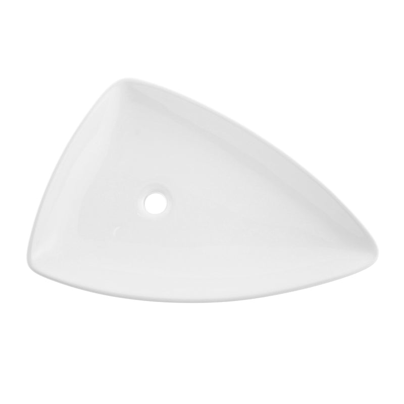 DAX Ceramic Triangle Single Bowl Bathroom Vessel Sink, White Finish, 26 x 18 x 5 Inches (BSN-223)