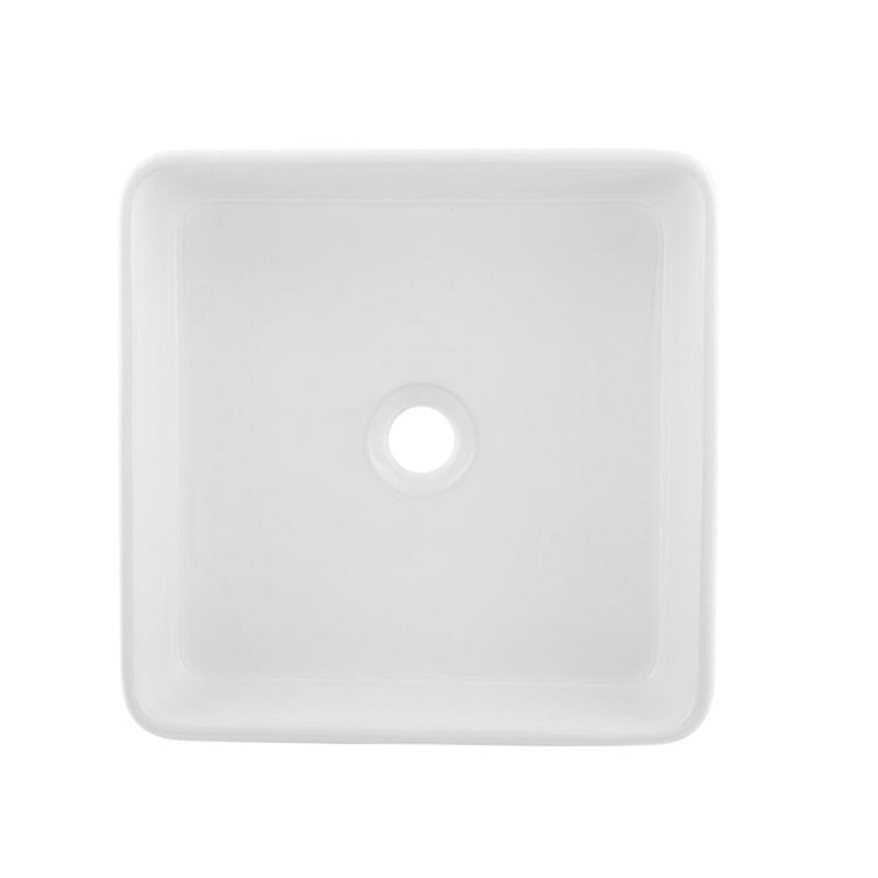 DAX Ceramic Square Single Bowl Bathroom Vessel Sink, White Finish, 15-5/16 x 15-5/16 x 2-5/16 Inches (BSN-285C)