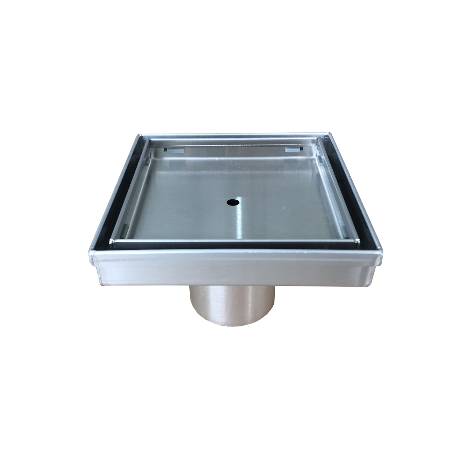DAX Square Shower Floor Drain, Stainless Steel Body, Brushed Stainless Steel Finish, 4 x 4 Inches (RTZS3T01)