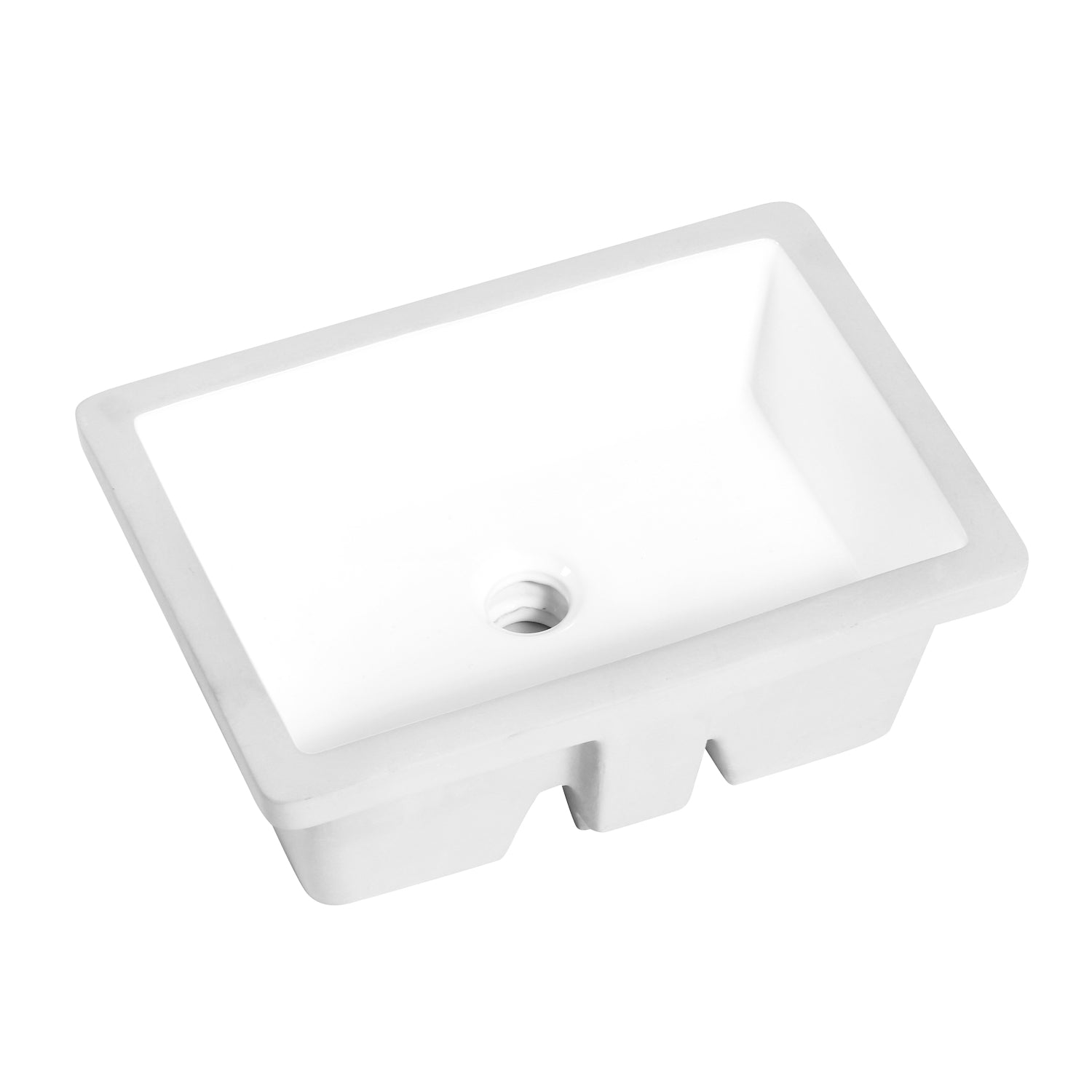 DAX Rectangle Single Bowl Undermount Bathroom Sink, Porcelain, White Finish,  17-3/8 x 12-1/4 x 6-3/8 Inches (BSN-1812)