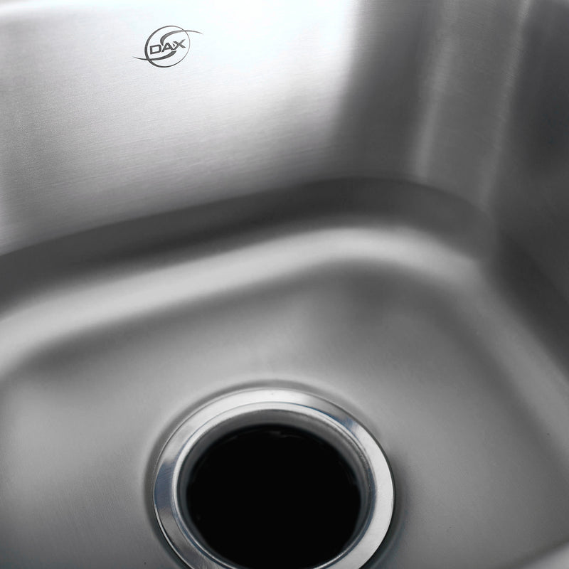 Fregadero de cocina DAX de un solo cuenco, acero inoxidable calibre 18, acabado cepillado, 14-1/2 x 13 x 7 pulgadas (DAX-1214) 