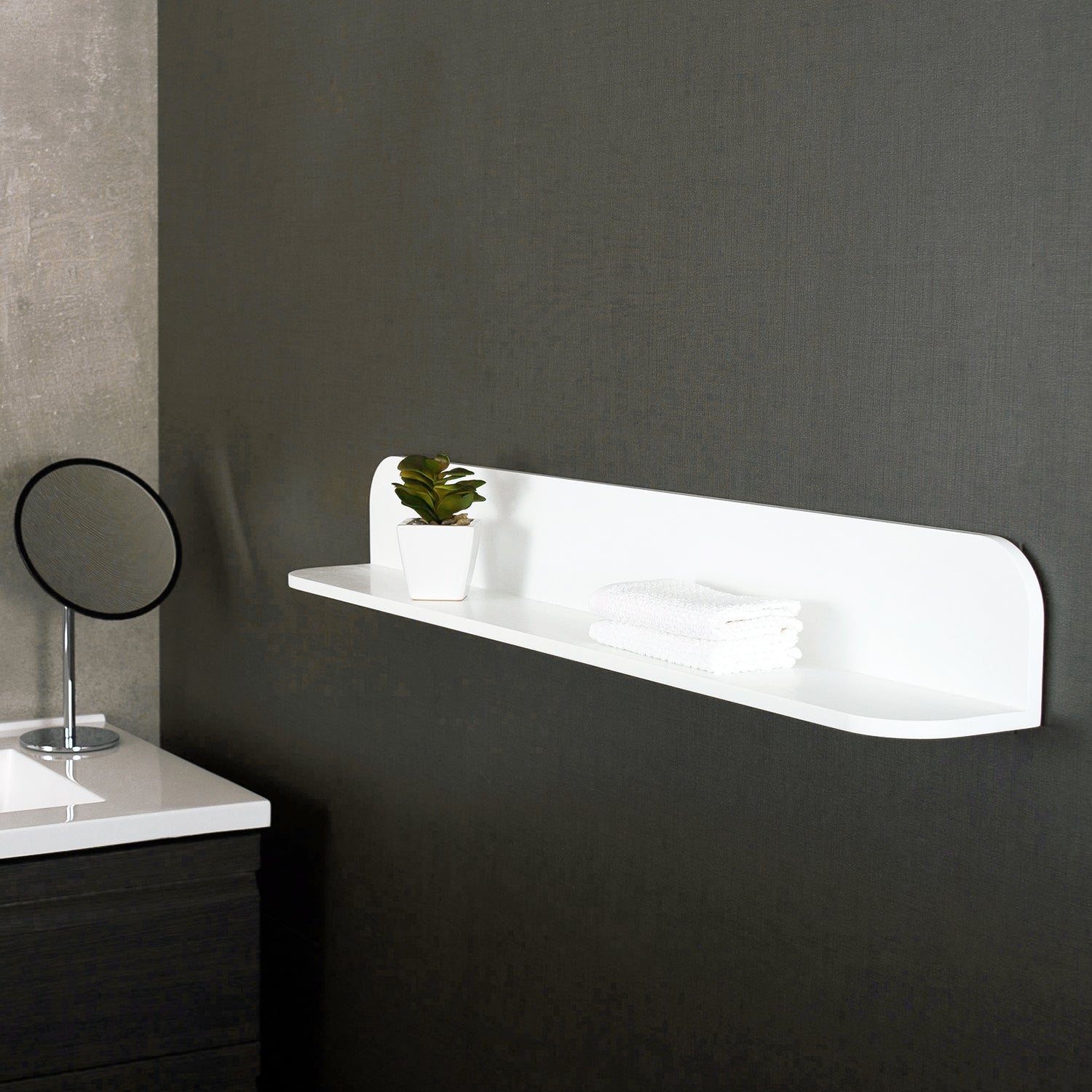 DAX Solid Surface Bathroom Shelf, Wall Mount, White Matte Finish, 35-7/16 x 4-3/4 x 4-3/4 Inches (DAX-AB-1560-35)